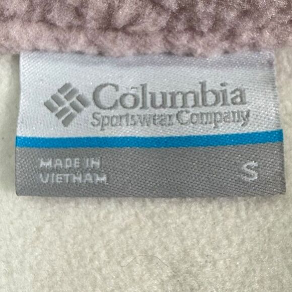 Columbia Women’s Pink & Cream Sherpa Fleece Snap Button Pullover Front Pocket - Picture 10 of 16